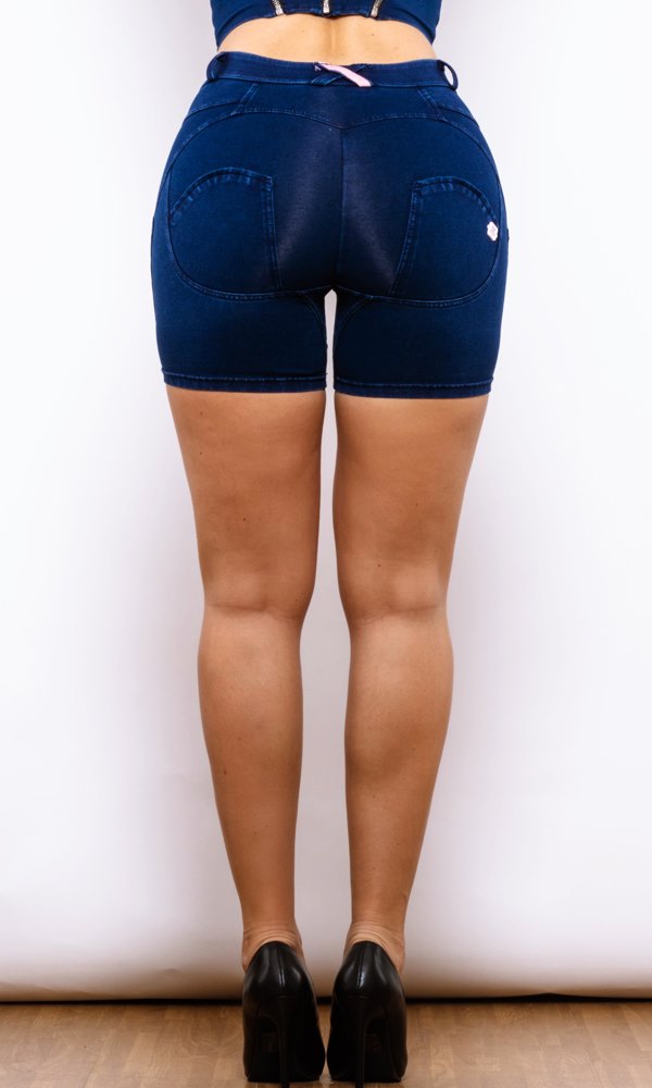 Jeans-Shorts Kaufen Push UP Damen MW Shorts Dunkelblau Streifen