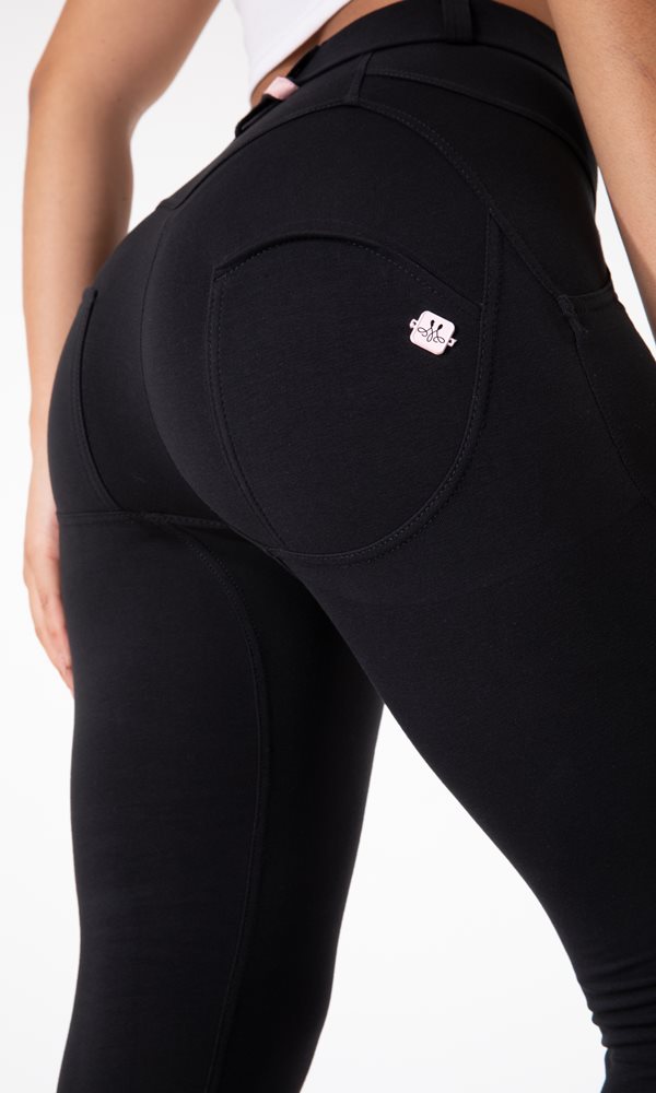 Damen Leggings Melody MW Classic Schwarz Regular Waist Baumwollhose
