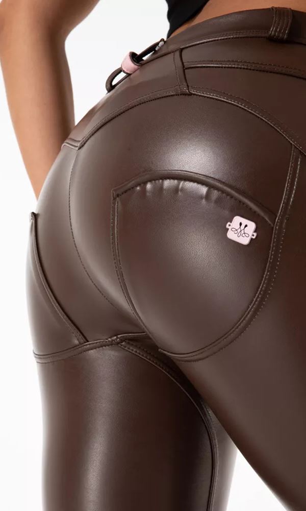 Damen Hosen Melody MW Pu-Lederhose Braun Kunstleder Regular Waist Skinny größen: XXS-XS-S-M-L-XL-XXL-3XL