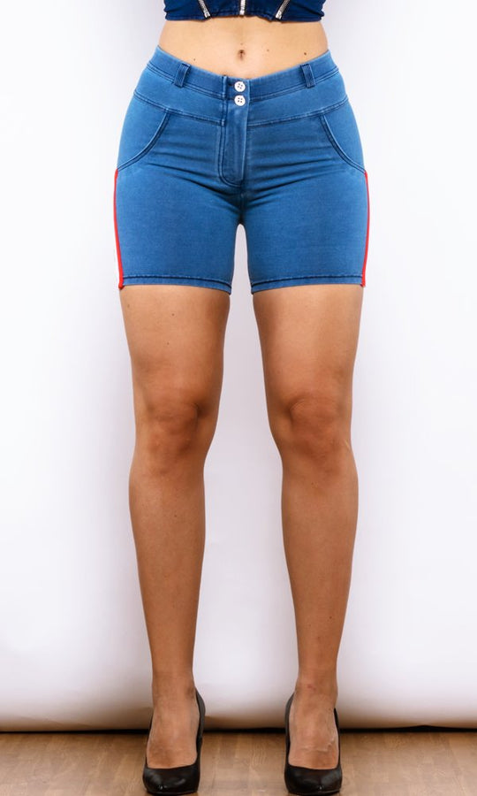 Push Up Jeans Shorts MW Shorts  Damen Shorts Kaufen Blau Streifen