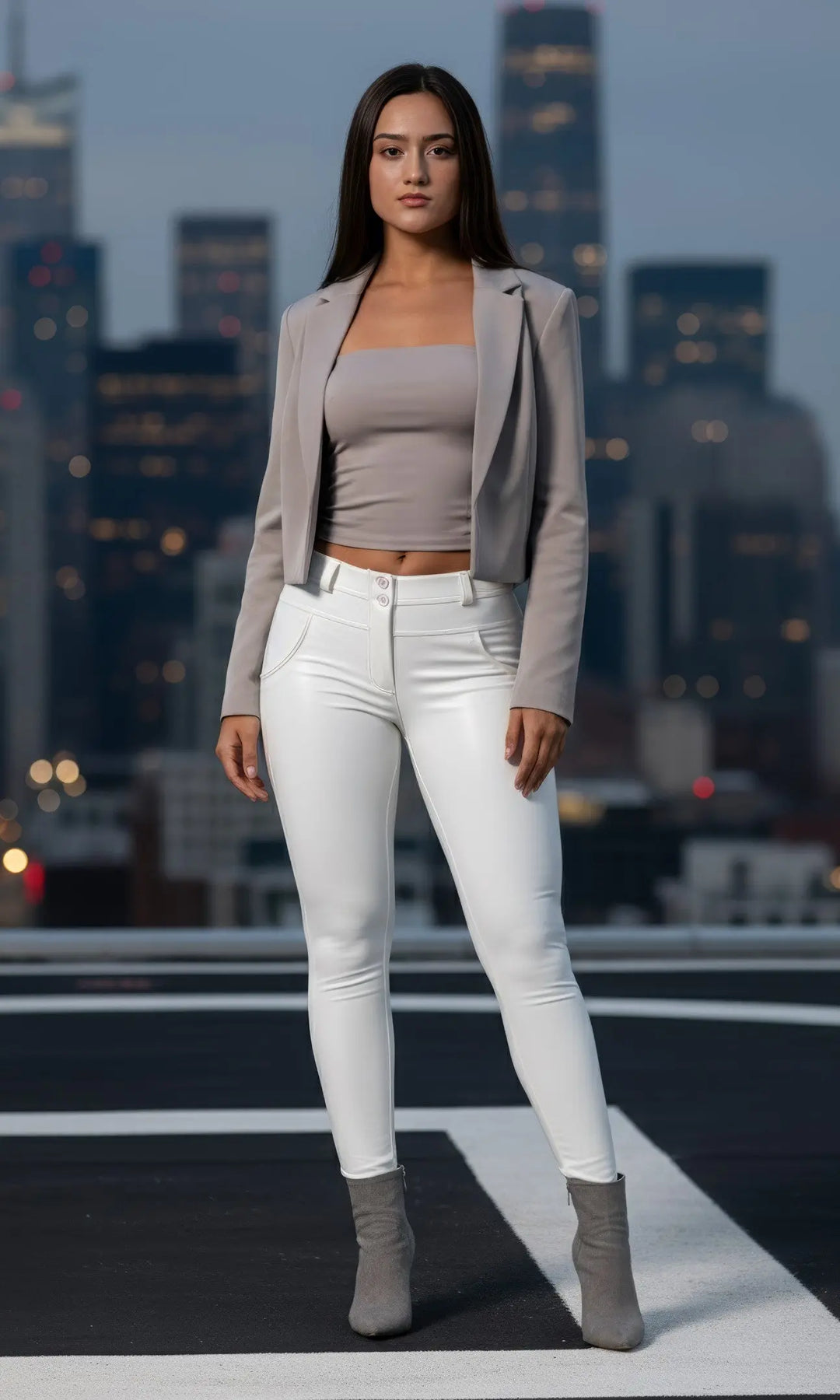 Modebewusste weiße Push Up Lederhose für Damen  Figure verbessernd, bequem und zeitlos von MWpants