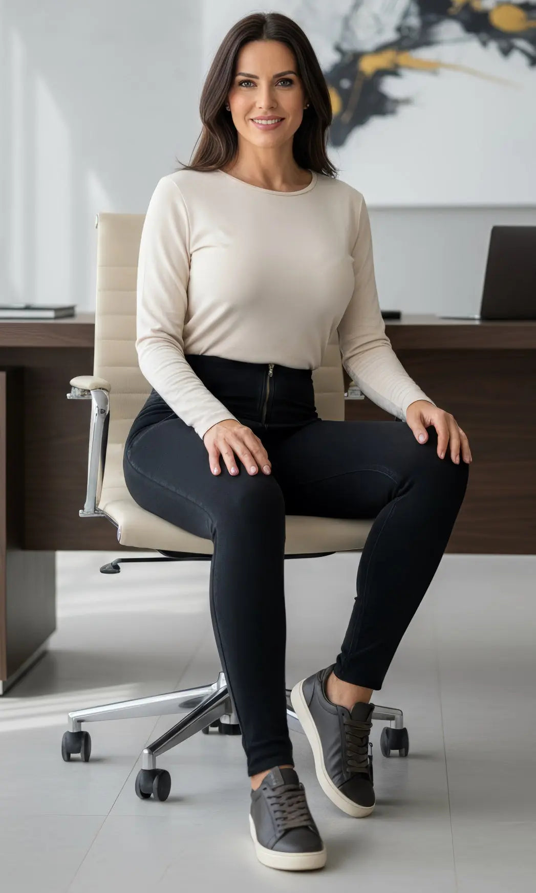 Modebewusste schwarze Damenjeans von MW zipper, High Waisted, Push Up – vielseitig kombinierbar und ideal für einen selbstbewussten Auftritt