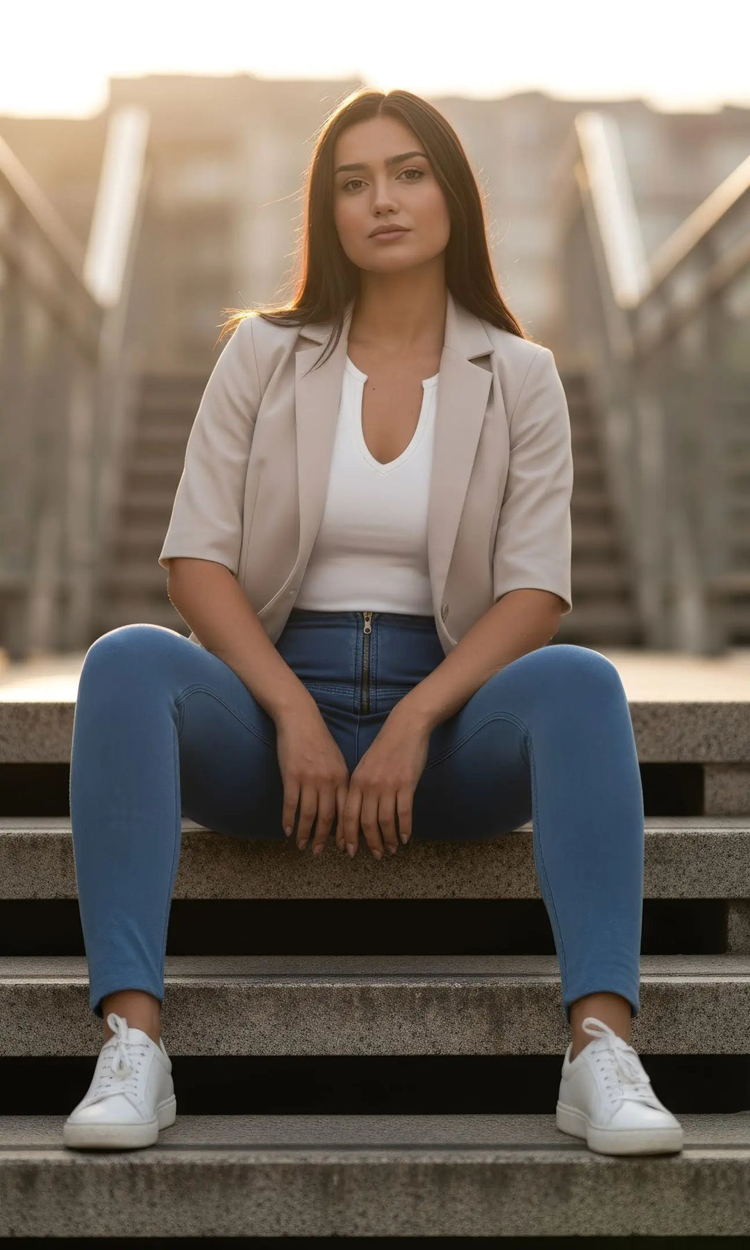 MW Damen Jeggings in Blau, high waisted und push-up, figurformender Stil mit hoher Leibhöhe betont Kurven und unterstreicht einen stilvollen Look.