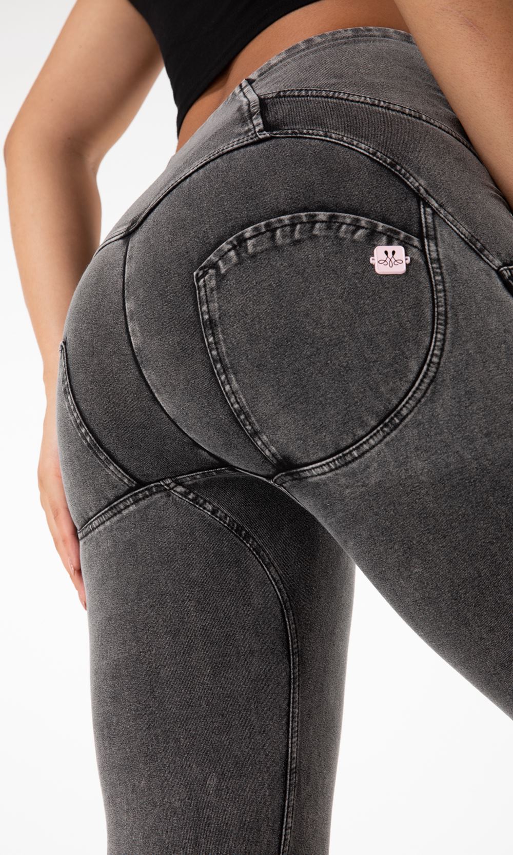 MW zipper graue High Waisted Push Up Jeans für Damen schmeichelnde, figurverbessernde Passform, komfortabel und vielseitig kombinierbar