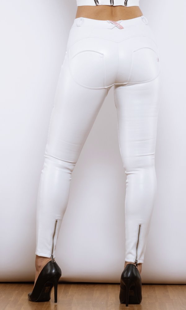 MW Faux Leather Pants Biker White