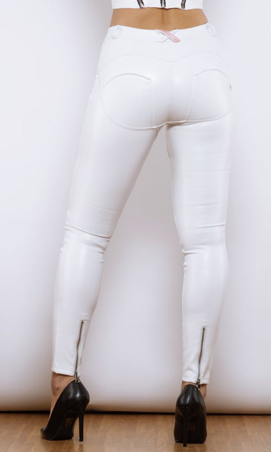 MW Faux Leather Pants Biker White