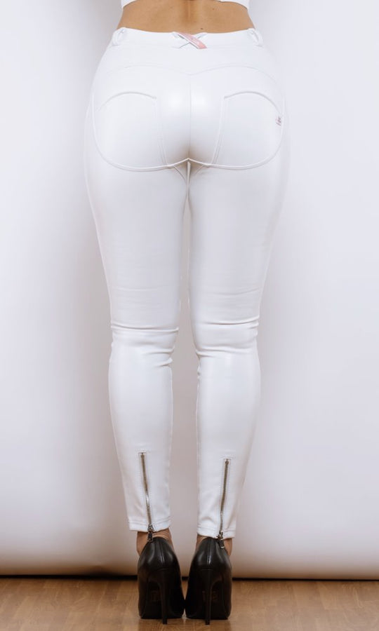 MW Faux Leather Pants Biker White