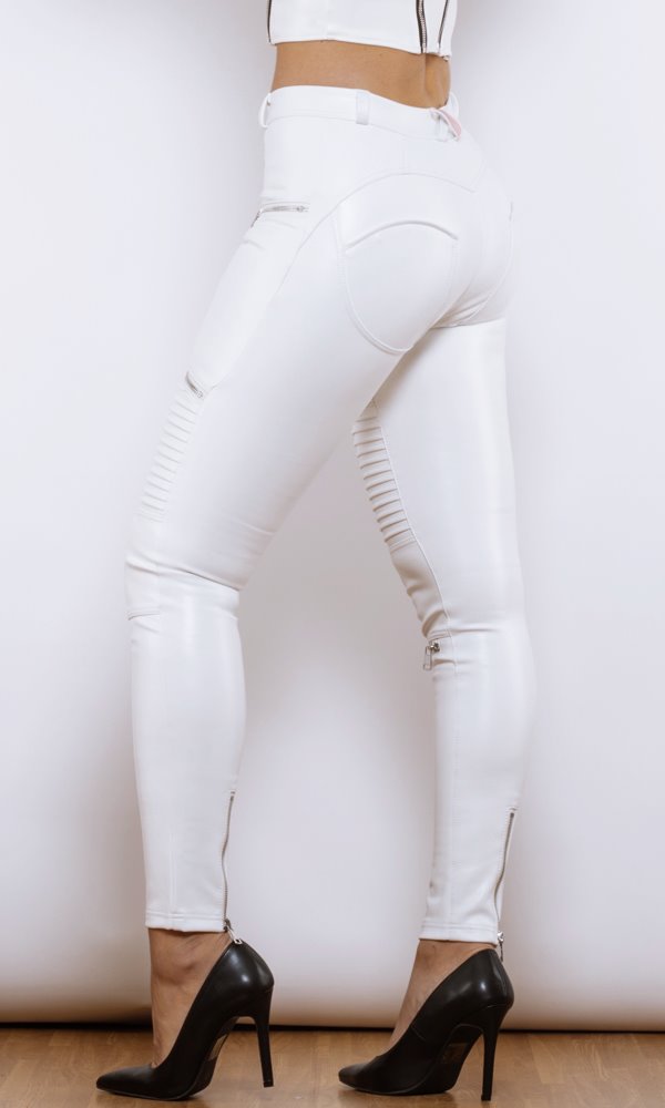 MW Faux Leather Pants Biker White