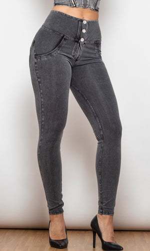 Push-Up Jeggings Grau MW+ High Waisted