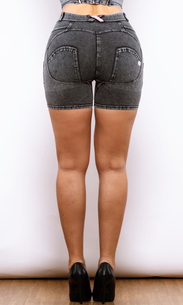 MW PUSH UP Shorts Jeans Shorts Grau Streifen