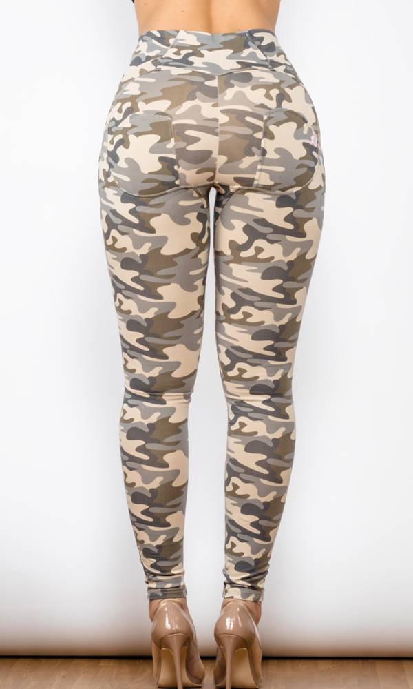 Damen Push Up Leggings MW+ Zipper High Waisted 