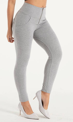 Sexy Push Up Leggings MW+ Zipper Classic Grau