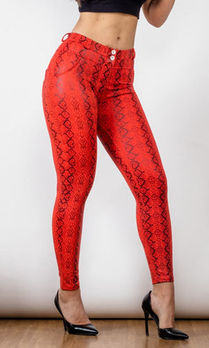 Damen Hosen Melody MW Schlangenmuster Rot Leggings Online Kaufen