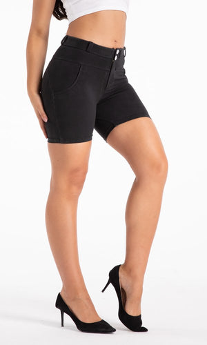 Damen Push Up Jeggings-shorts MW Shorts Denim Schwarz alle Größen : XXS-XS-S-M-L-Xl-XXL-3XL