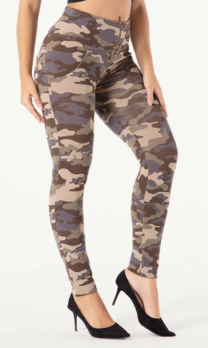 PUSH UP Leggings MW+ Zipper Pants Camo 