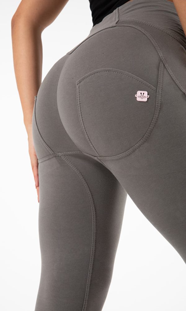 Push UP Leggings MW+ Zipper Classic Dunkel Grau 