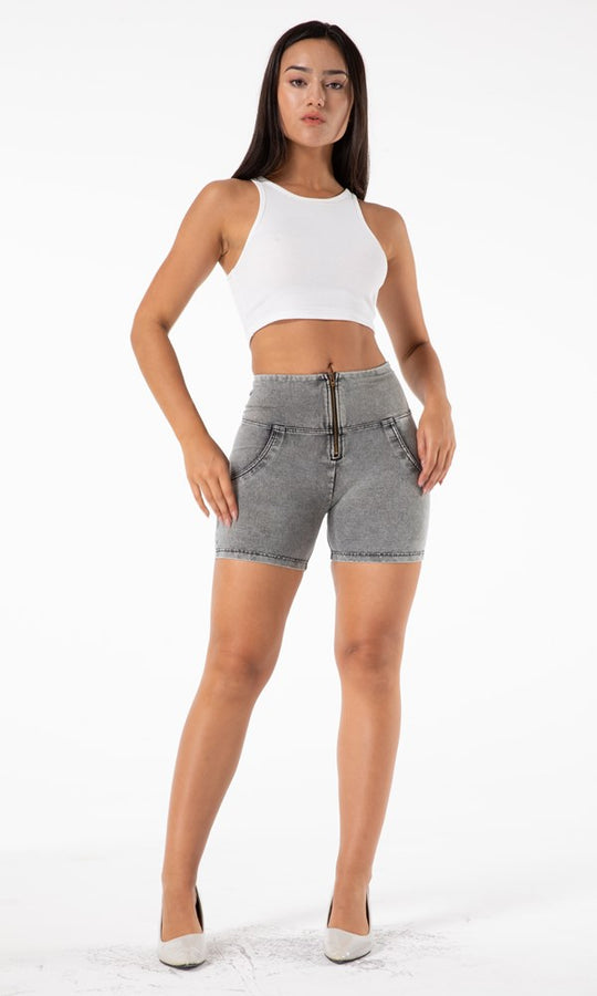 MW+ Zipper Short Denim Grau