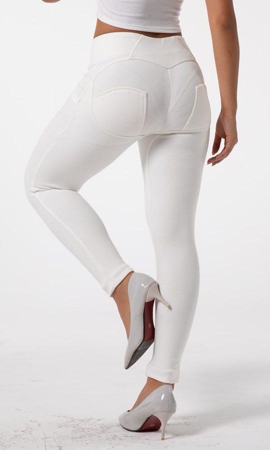 Damen Leggings hohe Taille Melody MW+ Zipper Classic Weiß