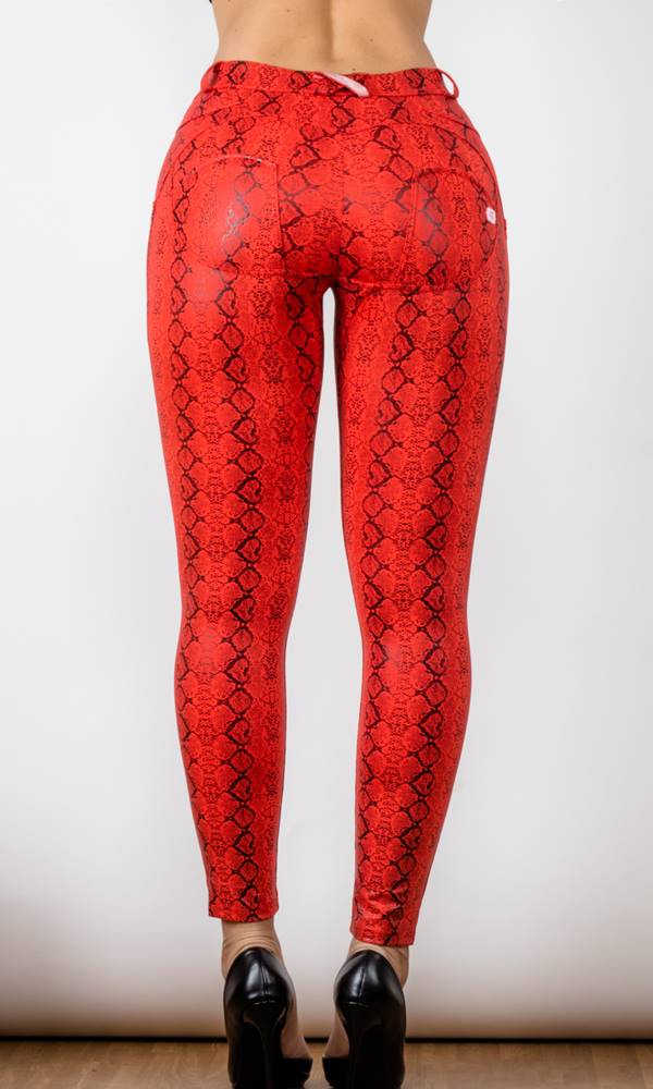 Damen Hosen Melody MW Schlangenmuster Rot Leggings Online Kaufen
