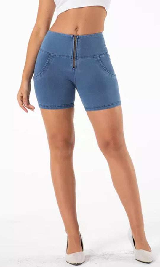 MW+ Zipper Shorts Denim Blau