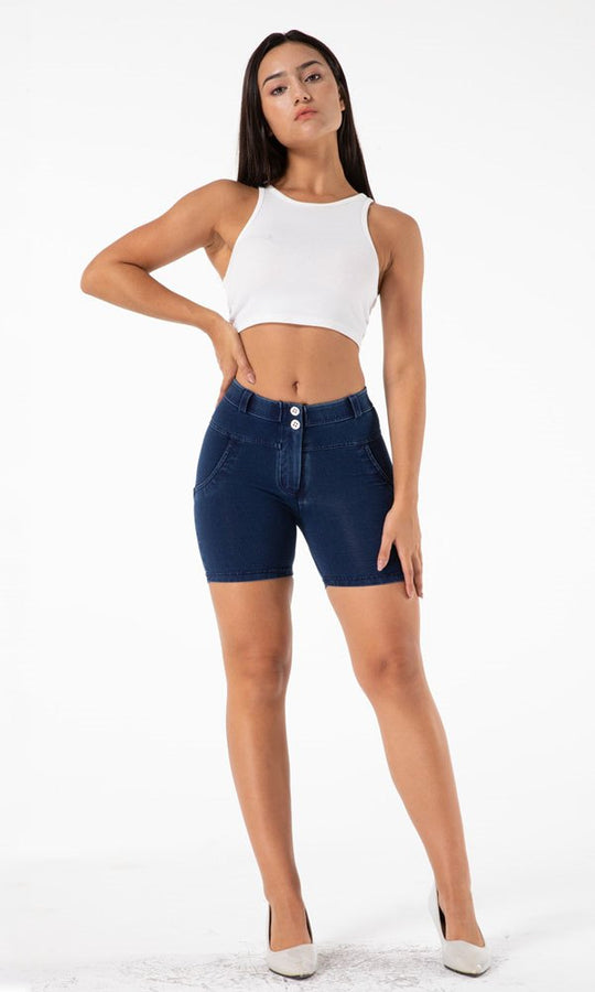 Damen PUSH UP Jeggings-Shorts MW Shorts Dunkelblau XXS-XS-S-M-L-XL-XXL-3XL