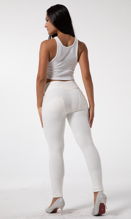 Damen Hosen hohe Taille Melody MW+ Zipper Classic Weiß Leggings