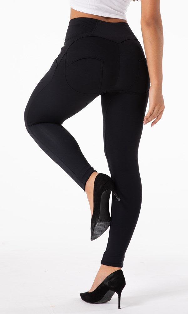 Melody Hosen MW+ Zipper Classic Schwarz Figurbetonte Damen Leggings