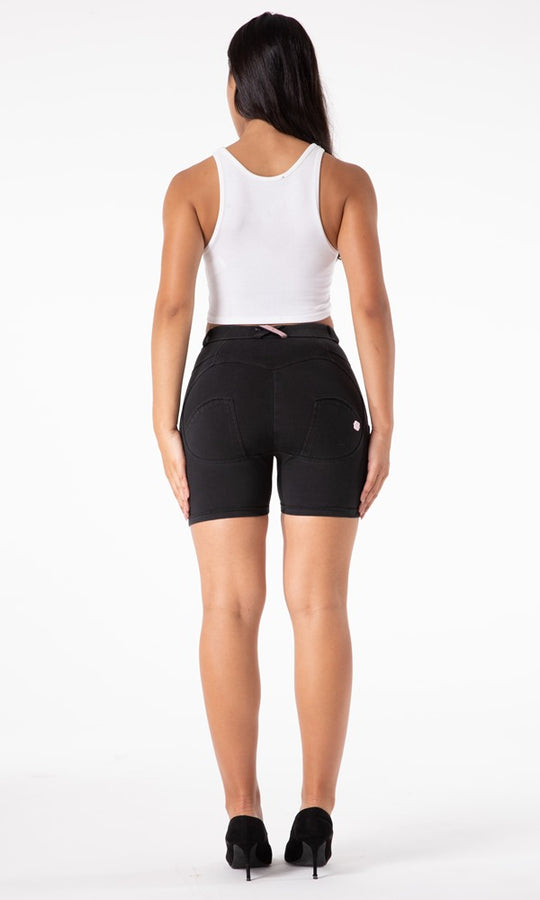 Push-Up Damen Jeans-shorts MW Shorts Denim Schwarz alle Größen : XXS-XS-S-M-L-Xl-XXL-3XL