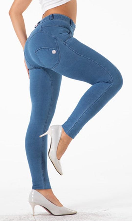 Komfortable Damen Push-Up Jeans in Blau – Figurformende Jeggings MW Jeggings 