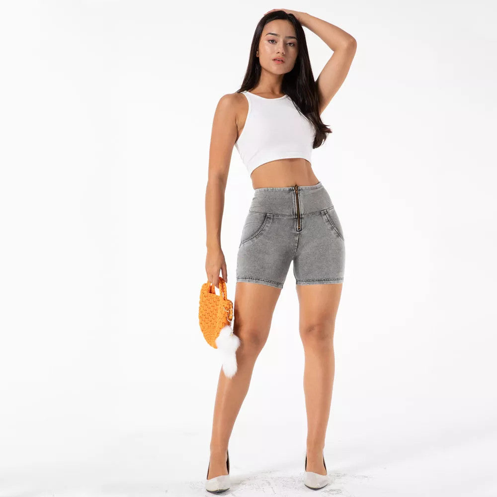 MW+ Zipper Short Denim Grau